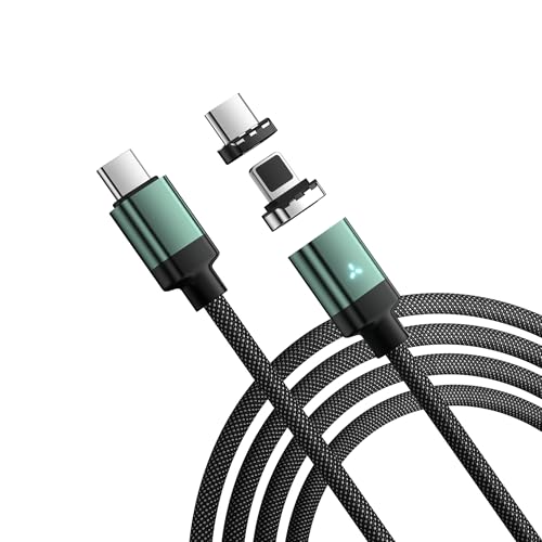 ZBF 100W USB C Magnetic Charging Cable,2 in 1 Magnetic Phone Charger Cable for Type C(1- Pack 6.6FT),USB-C to USB-C Cable 5A Fast Charging for iPhone 17 16 15,14,13 Pro Max, Mac Book Pro,iPad