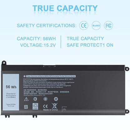 33YDH Laptop Battery Compatible with Dell Inspiron Notebook 17 7000 7778 7577 7773 7779 7786 G3 3579 3779 G5 5587 G7 7588 Latitude 13 3380 14 3490 3580 15 3590 Vostro 7580 P30E 81PF3 56Wh - size: 33YDH