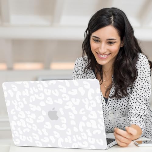 AKIT for MacBook Air 13 inch Case M5 M4 M3 M2 2026-2022, White Leopard | A3449 A3240 A3113 A2681, Aesthetic Pattern Hard Shell Laptop Case+Screen Protector+Keyboard Cover for MacBook Air 13.6 inch - color: Leopard White