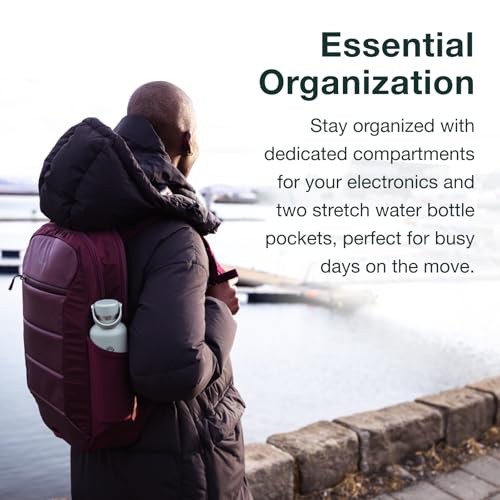 Osprey Ozone Slim Pack - Lightweight Laptop Backpack with AirScape Suspension, Water Bottle Pockets & Slim Travel Design - Fits Most 16" Laptops - Personal Item or Carry-On Compatible, Moody Burgundy - color: Moody Burgundy