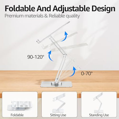 Urmust 360° Rotating Laptop Stand for Desk Adjustable Height, Ergonomic Laptop Riser Standing Desk Converter, MacBook Stand, Computer Lap top Riser Holder, Fits All Laptops 10-17" - color: A-Silver