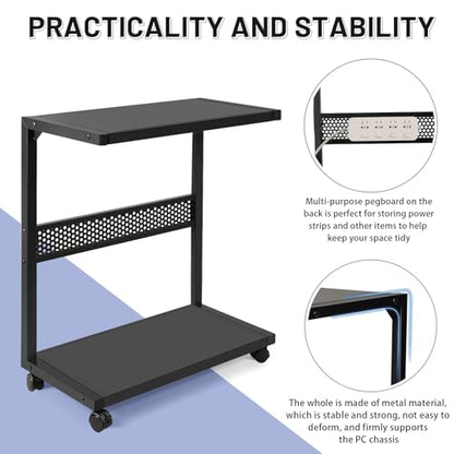 Bfttlity Large Computer Tower Stand 2-Tier Metal PC Stand for Floor Carpet | Under Desk Mobile CPU Stand for Most Computer Towers, 17.52"L x 27.16 "H - size: Extra Large-Black