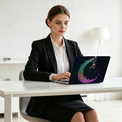 Universal Laptop Skin Decal, 3-Piece Vinyl Protector for 12 13 14 15.6" Notebook, Waterproof Anti-Scratch, Easy Trim & Bubble-Free Finish, Rainbow Moon with Stars - color: Rainbow Moon with Stars