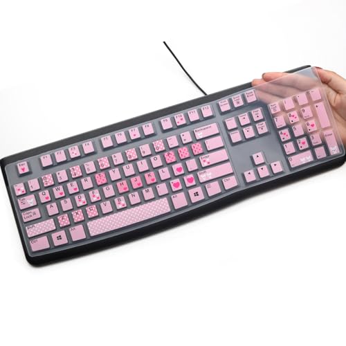 Silicone Keyboard Cover for Logitech K120 & MK120 Ergonomic Desktop USB Wired Keyboard, Logitech K120 & MK120 Keyboard Protective Skin US Layout (NOT Fit Other Model) -Lovly - color: Lovly