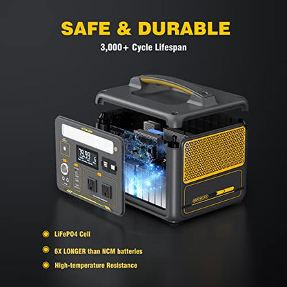 VTOMAN Jump 600X Portable Power Station with 110W Solar Panel, 600W/299Wh LiFePO4 Battery Solar Generator, 1200W AC Outlet, PD 60W USB-C, 3x Regulated 12V/10A DC for RV, Outdoor Camping, Home Backup - style: Jump 600X+110W