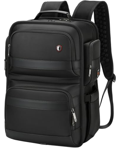 Business Backpack for Men, 16 Inch Professional Work Laptop Backpack with Dual Charging Ports & Massage Straps, TSA Friendly Carry on Backpack for Commute, College & Business Trips, Black - color: Tech Black, size: 15.6 Inch
