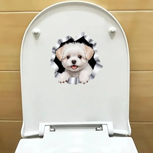Waterproof Plush Puppy Car Stickers 5.5 Inch – Durable Bumper Stickers & Car Scratch Stickers for Cars, Trucks, Motorcycles Laptops Walls Toilet Lids Helmets Suitcases Cute Decorative Stickers 2 Pack