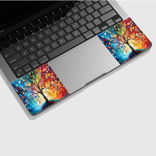 Universal Laptop Skin Sticker with 2 Wrist Pad Skins, Waterproof Scratch Resistant Vinyl Laptop Cover Decal, Cut to Fit for 11–15.6 Inch MacBook HP Dell Lenovo, Elegant Colorful Tree - color: Elegant Colorful Tree