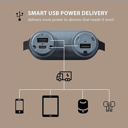 ELECOM NESTOUT Rugged Power Bank, 15000mAh Outdoor Charger, 32W USB C Fast Charging PD, Waterproof IP67, Heavy Duty Shockproof, Tactical Battery Pack for iPhone Tablet Hiking Camping Survival (Gray) - color: Gray Blue