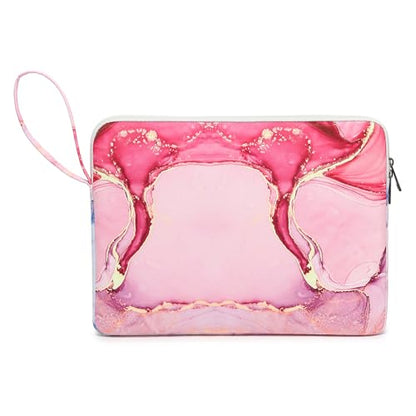 Laptop Sleeve with Pocket (Pink Marble, 14 inch) - color: Pink Marble With Strap, size: 14 inch