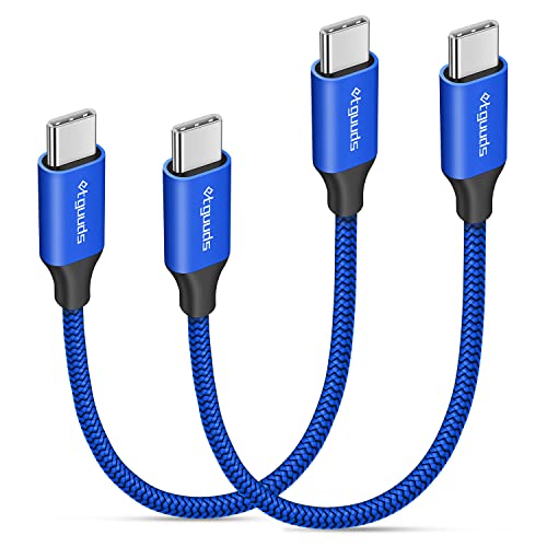 etguuds Short USB C to USB C Cable 0.5ft, 2-Pack 60W USBC to USBC Cord, Type C to C Charger Cable Fast Charging for iPhone 17 16 15 Pro Max Plus Air, Samsung Galaxy S25 S24 S23, for MacBook, Pixel - color: Blue, size: 0.5ft