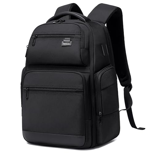 FENRUIEN Business Travel Backpack for Men,Large Capacity Laptop Backpack with USB Charging Port,Multifunctional Water Resistant Expandable Black Bag Fits 15.6 Inch computer