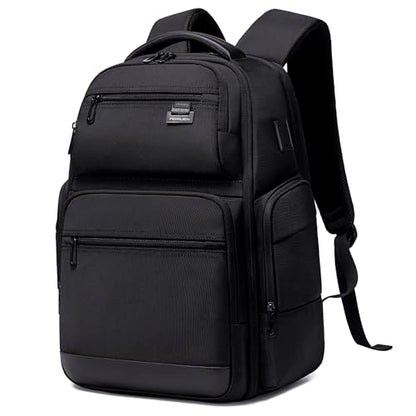 FENRUIEN Business Travel Backpack for Men,Large Capacity Laptop Backpack with USB Charging Port,Multifunctional Water Resistant Expandable Black Bag Fits 15.6 Inch computer