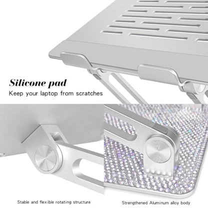 Bling Adjustable Laptop Stand, Portable Laptop Riser, Aluminum Laptop Stand for Desk Foldable, Computer Notebook Stand Holder for MacBook Air Pro, Dell XPS, HP (10-17.3'') - Silver
