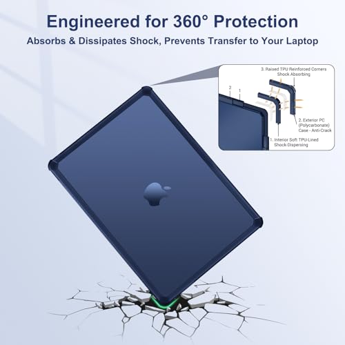 MOSISO Compatible with MacBook Air 13 inch Case M5 2026 M4 M3 M2 2025-2022 | A3449 A3240 A3113 A2681, 3 in 1 Kit Crack-Resistant Heavy Duty Protective Hard Shell Case Cover with TPU Bumper, Midnight - color: Midnight