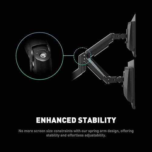 MSI MAG MT201D - Premium Heavy Duty Dual Monitor Stand Arms, 17-45" Support, VESA Compatible, Adjustable Spring Mount, 44 lbs per Screen, Clamp & Grommet, Quick Release Plate - Black - color: Black
