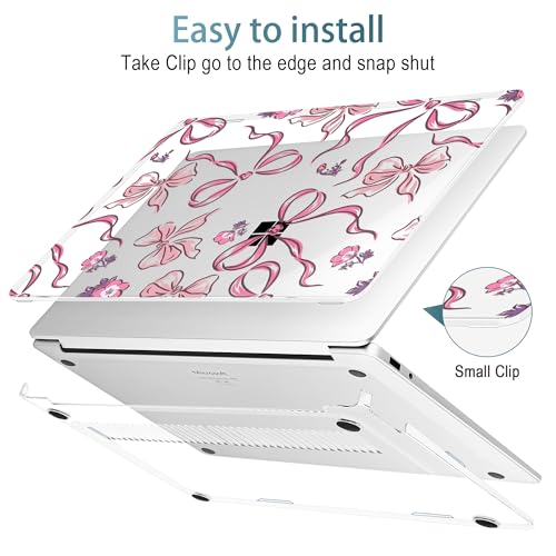Mektron Printed Case for 2025 Microsoft Surface Laptop Windows 11 Copilot+ PC Surface Laptop 13 inch Touchscreen Display Cover Fits Model 2095, Flowers-Bows-Pink - color: Flowers-Bows-Pink