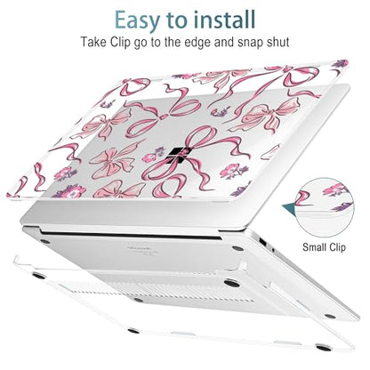 Mektron Printed Case for 2025 Microsoft Surface Laptop Windows 11 Copilot+ PC Surface Laptop 13 inch Touchscreen Display Cover Fits Model 2095, Flowers-Bows-Pink - color: Flowers-Bows-Pink