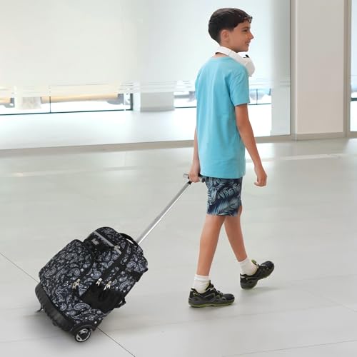 Tilami Rolling Backpack for Kids 18 Inch Wheeled Bookbag for Boys & Girls for School & Travel,Diamonds - color: Diamonds