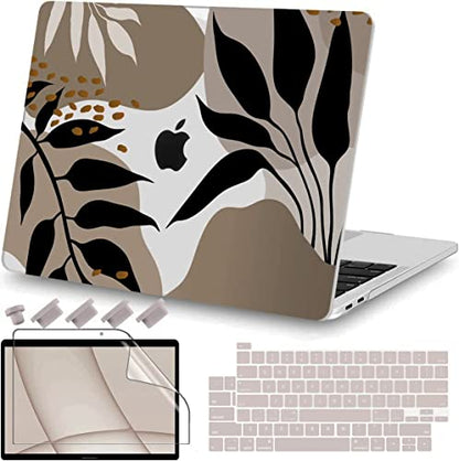 Teryeefi Compatible with MacBook Pro 13 inch Case 2020 2021 2022 2016-2019 Model M1 & M2 A2338 A2251 A2289, Hard Shell Keyboard Cover for Touch Bar, Tropical Leaf, Leaves - color: Tropical Leaves