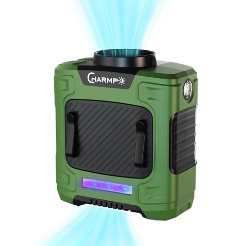 Waist Fan - 10000mAh Rechargeable, 24H Cooling, 16000RPM Strong Airflow, 3-Speed Portable Belt Fan with LED SOS & Red-blue Warning Light for Jobsite, Camping, Travel, Farming - color: Army Green, size: Large