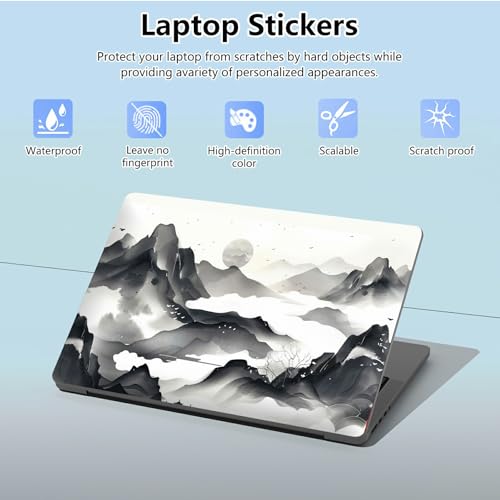 Universal Laptop Skin Sticker with 2 Wrist Pad Skins, Waterproof Scratch Resistant Vinyl Laptop Cover Decal, Cut to Fit for 11–15.6 Inch MacBook HP Dell Lenovo, Landscape Painting - color: Landscape Painting