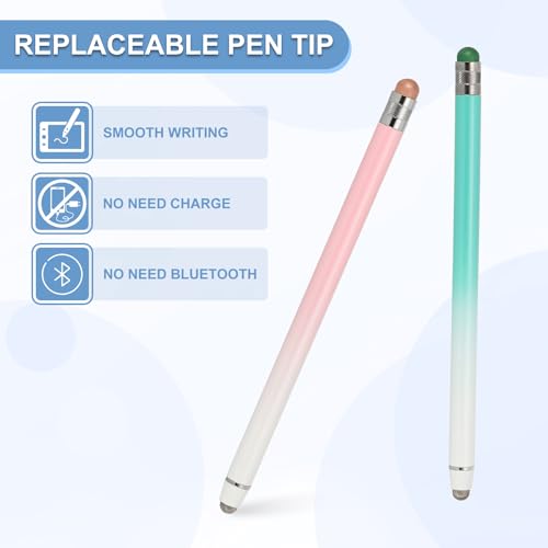 PATIKIL 2 Pcs Stylus Pens for Touch Screens, 2 in 1 High Sensitivity Universal Pen Capacitive Stylus for Phone Tablets Laptop Touch Screen Devices, Pink Green - color: Pink Green