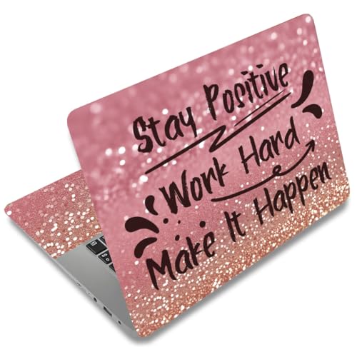 SUPERDANT Laptop Skin Sticker Stay Positive Laptop Decals 3PCS Personalized Universal Notebook Computer Wrap Vinyl Skin Stickers Cover Art Decal Removable 12-15.6 Inch Waterproof Gifts Pink - color: Pink