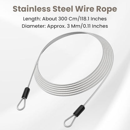 9.84FT 3mm Stainless Steel Security Cable, 2 Pack | Security Wire Rope with Double Loop for Outdoor Travel - size: 9.84 ft 3 mm, 2 Pack