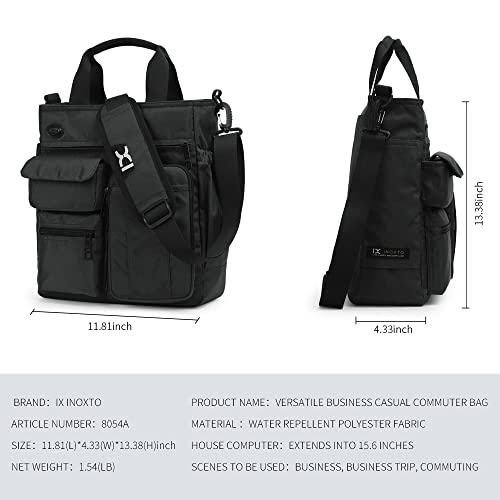 IX INOXTO Mens Messenger Bag Laptop Shoulder Bag Computer Work Office Bag Waterproof Briefcases for Travel Work - color: Black