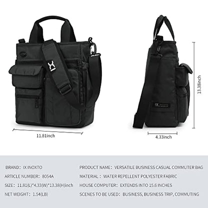 IX INOXTO Mens Messenger Bag Laptop Shoulder Bag Computer Work Office Bag Waterproof Briefcases for Travel Work - color: Black