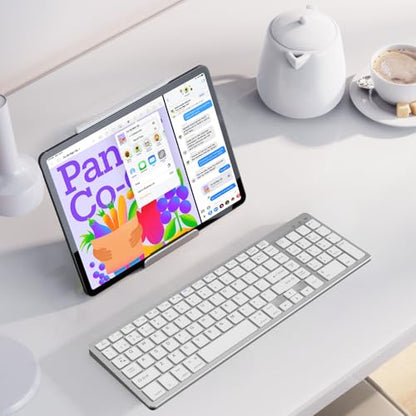 Wireless Bluetooth Keyboard-Number Pad, Multi-Device for Mac/iPad/iPhone | Bluetooth 5.1, low-profile ergonomic design, stable connection. Compatible with Mac, iPad, iPhone, Android, Windows, White - color: white