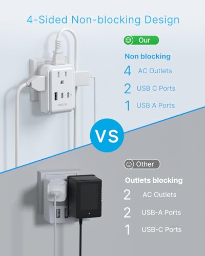VINTAR 2 Pack European Travel Plug Adapter, Type C International Power Plug | 4 AC Outlets 3 USB Ports(2 USB C), Travel Essentials Charger for US to Most of Europe EU Italy Spain France Germany Iceland - style: 17W-Type C Most of Europe - 1A2C/ 2 Pack