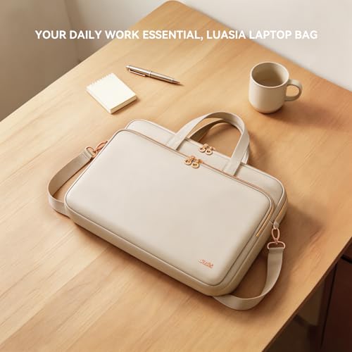 Laptop Case Bag Women Men Computer Sleeve Compatible with MacBook/Dell/HP/Acer/ASUS, Waterproof Shoulder Carrying Briefcase, Beige, 17-17.3 Inch - color: Beige, size: 17.3 inch