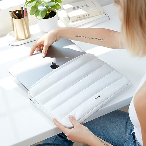 Vandel The Original Puffy Laptop Sleeve 13-14 Inch, Laptop Sleeve for Women | Protective Carrying Case Cover for MacBook Pro 14 in, MacBook Air 13 Inch, iPad Pro 12.9, Dell, Asus, HP - color: d. Shiny White
