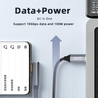 cablecc 10Gbps 100W Reversible Data Type-C USB-C Male to Male USB3.1 Cable Low Profile Angled 90 Degree for Laptop Phone 50CM - style: Low Profile Angled-50CM