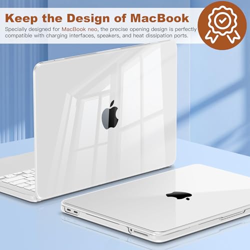 CISSOOK for MacBook Neo 13 inch Clear Case 2026 Model A3404 A18 Pro Chip | 5in1 Set Hard Shell Case, Keyboard Cover, Screen Protector, Scratch Resistant, Ultra-Thin, for Office & Travel - color: Clear