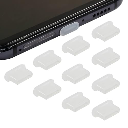 Jiozermi Silicone USB C Anti Dust Plugs, Transparent, 10Pcs | Type C Anti Dust Covers, Compatible with Samsung Galaxy, MacBook, Pixel, Laptop, Cell Phone, For Charging Port - color: Transparent, size: 10 Pack