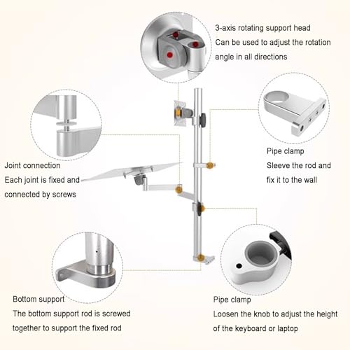 Sit Stand Monitor Desk Mount, Full-Motion Articulating Arm, Height Adjustable, with Keyboard Tray, Adjustable Workstation Arm, Load Capacity 10KG, Fits 17-27" Screens
