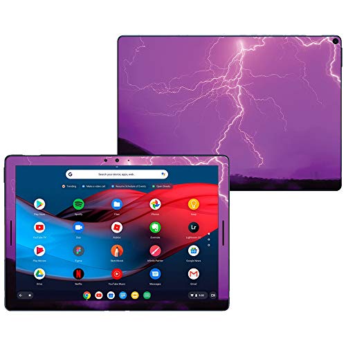 MightySkins Skin Compatible with Google Pixel Slate 12.3" (2018) - Purple Lightning | Protective, Durable, and Unique Vinyl Decal wrap Cover | Easy to Apply, Remove | Made in The USA - color: Purple Lightning
