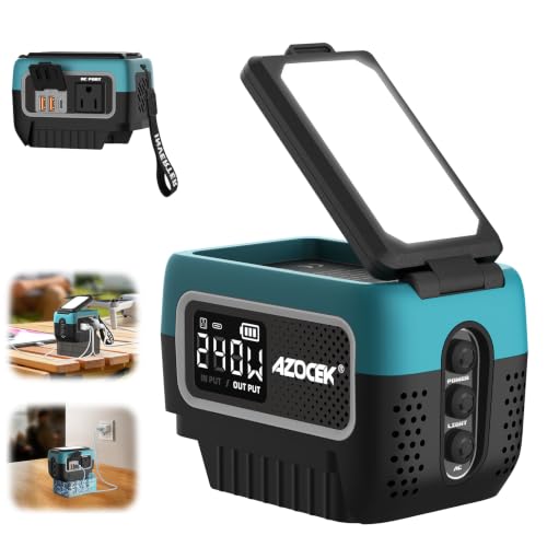 240W Power Inverter Pure Sine Wave for Ma-Ki-ta 18V Battery | No Battery, 7A Fast Charger,Portable Power Station with 120V AC Outlets, USB-C (140W), 2 QC USB Ports(18W), 600LM LED - color: Teal