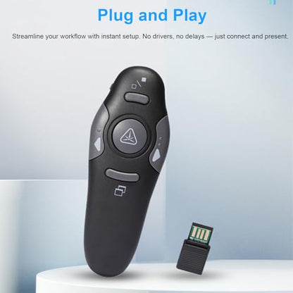 2.4GHz Remote Control Page Turner, Red Presentation Pointer, Plug & Play, Portable Presenter Clicker for Laptop, 98ft Control Range