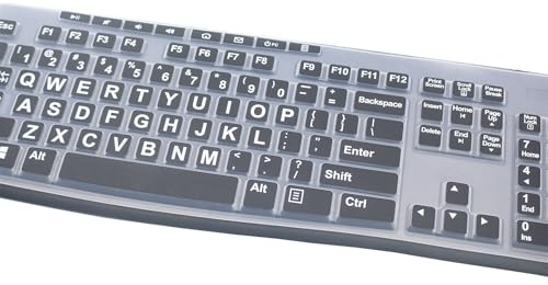 Ultra Thin Desktop Silicone Keyboard Cover Skin Compatible with Logitech MK370 MK295 MK275 MK270 Wireless Keyboard, Logitech K200 K260 K270 MK200 MK260 Keyboard - (Black Large Letters) - color: Large Letters - Black