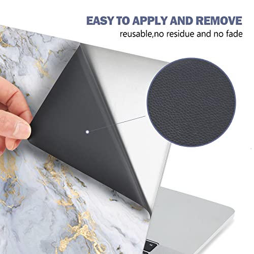 AIMSA Laptop Skin Sticker Decal, 12 13 13.3 14 15 15.4 15.6 inch Laptop Art Decal Protector Notebook Netbook PC 15.6" Universal Vinyl Cover, Grey Gold Marble - color: Grey Gold Marble