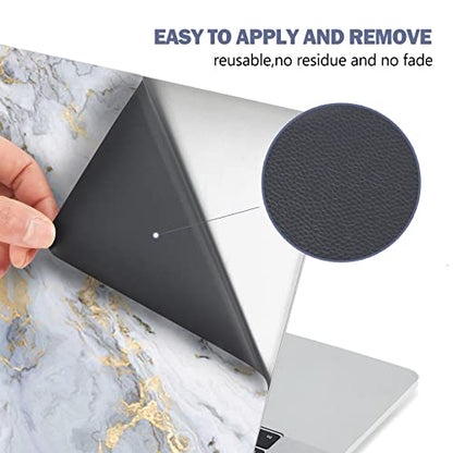 AIMSA Laptop Skin Sticker Decal, 12 13 13.3 14 15 15.4 15.6 inch Laptop Art Decal Protector Notebook Netbook PC 15.6" Universal Vinyl Cover, Grey Gold Marble - color: Grey Gold Marble
