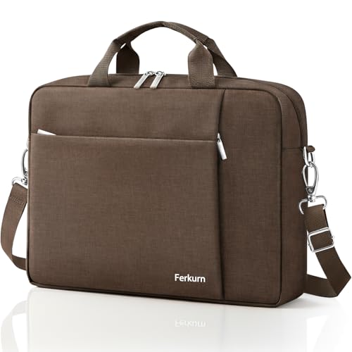 Ferkurn Laptop Bag Case for Women Men Computer Bag Compatible with HP Envy Pavilion Omen/LG Gram/MSI/Dell Inspiron XPS/Lenovo/Acer, Shoulder Strap Carrying Messenger Briefcase, Brown, 15.6 16 Inch - color: Brown, size: 15.6 inch