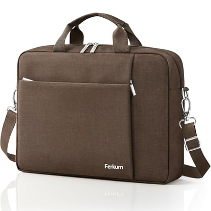 Ferkurn Laptop Bag Case for Women Men Computer Bag Compatible with HP Envy Pavilion Omen/LG Gram/MSI/Dell Inspiron XPS/Lenovo/Acer, Shoulder Strap Carrying Messenger Briefcase, Brown, 15.6 16 Inch - color: Brown, size: 15.6 inch
