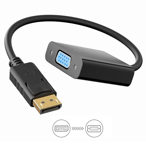 DisplayPort(DP) to VGA Adapter, 2 Pack Gold-Plated DisplayPort to VGA Adapter (Male to Female), for Computer, Desktop, Laptop, PC, Monitor, Projector, HDTV