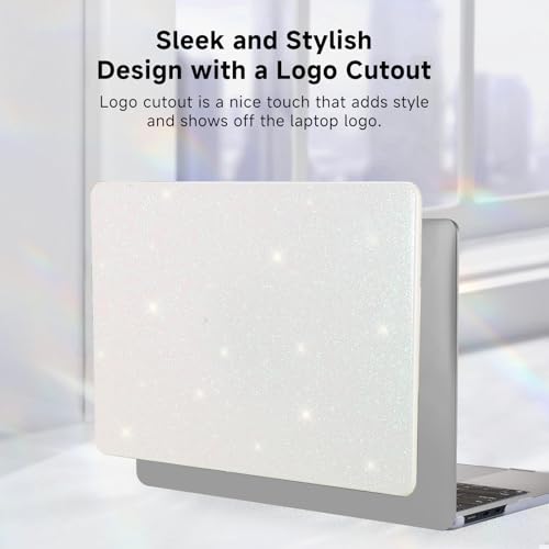 Funut Glitter for MacBook Air 13 Inch Case 2022 2021 2018 Release M1 A2337 A2179 A1932, MacBook Air M1 Case Shiny Sparkle Bling PU Leather Protective Hard Shell Cover & Keyboard Cover, White - color: Glitter Beige, size: Mac Air 13" 2018-2022(A1932/A2179/