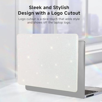 Funut Glitter for MacBook Air 13 Inch Case 2022 2021 2018 Release M1 A2337 A2179 A1932, MacBook Air M1 Case Shiny Sparkle Bling PU Leather Protective Hard Shell Cover & Keyboard Cover, White - color: Glitter Beige, size: Mac Air 13" 2018-2022(A1932/A2179/